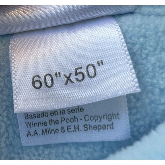 Disney Store Exclusive Winnie The Pooh 50x60 Blue Blanket Winter Embroidered - Picture 6 of 7